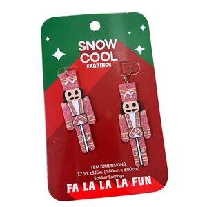 Pink Nutcracker Soldier Kids Earrings - Holiday Fun
